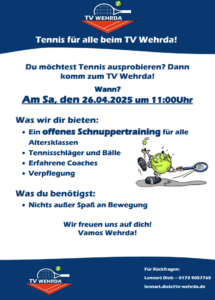 Schnuppertraining für alle Altersklassen am 26.04.